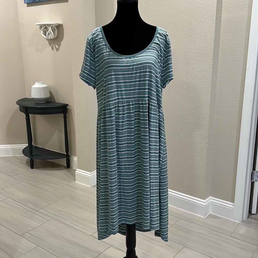 NWT sage green n white striped dress